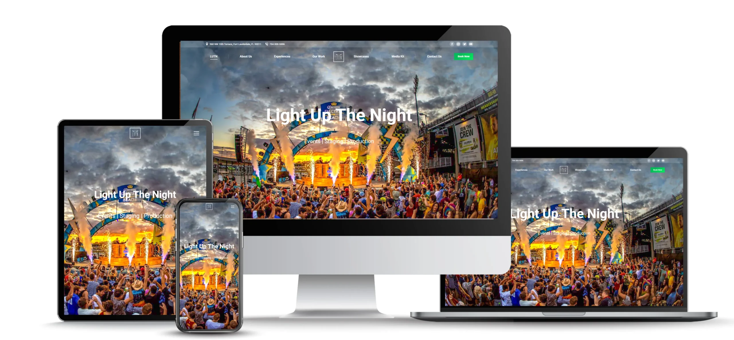 Website Design & Development for Event Production Company Top Banner