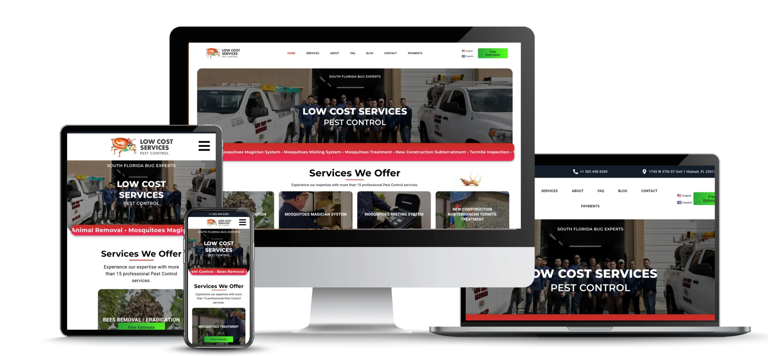 Website Design & Development for Pest Control Company Top Banner