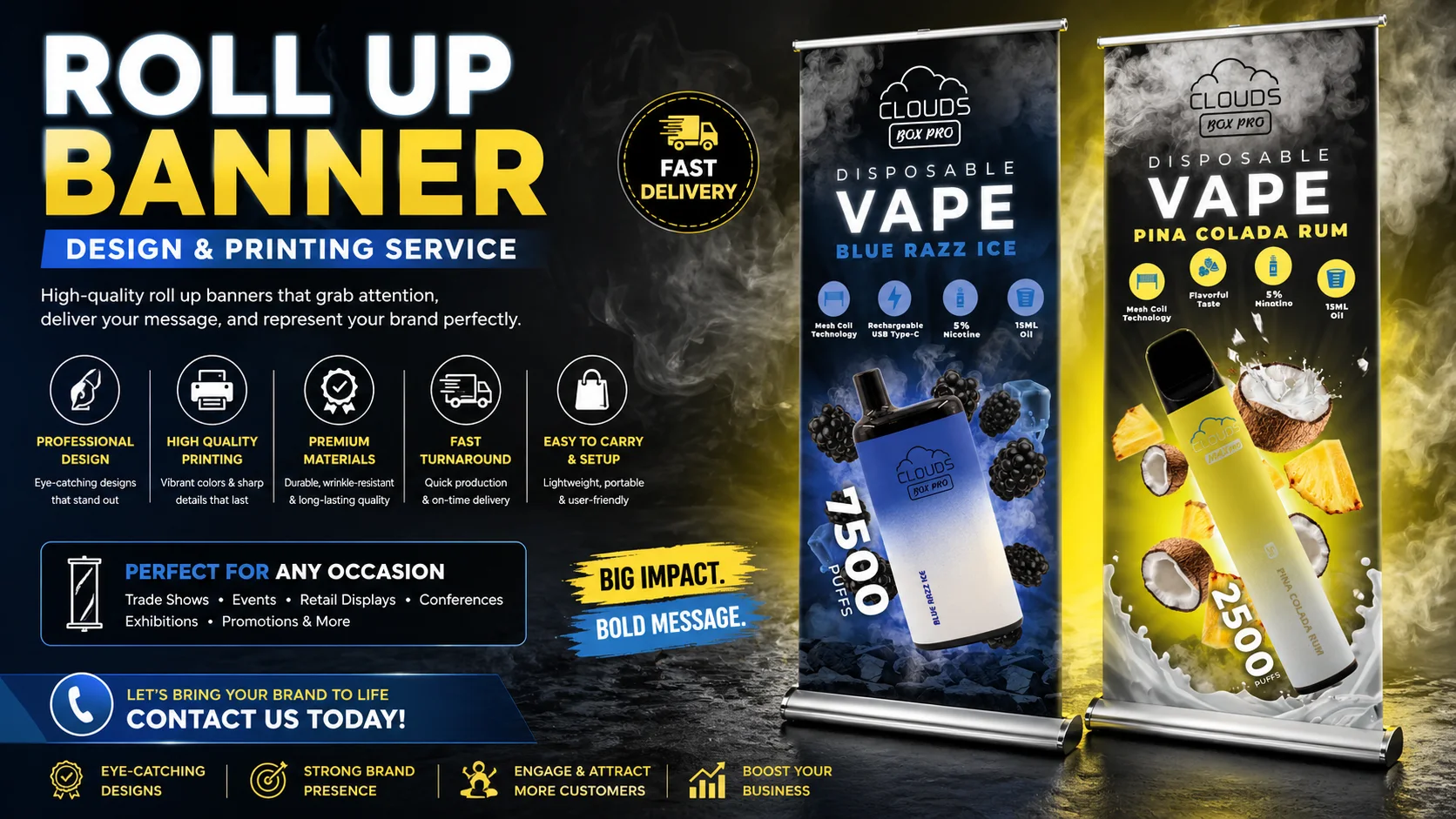 Disposable Vapes Roll Up Banner Design Printing Services Top Banner